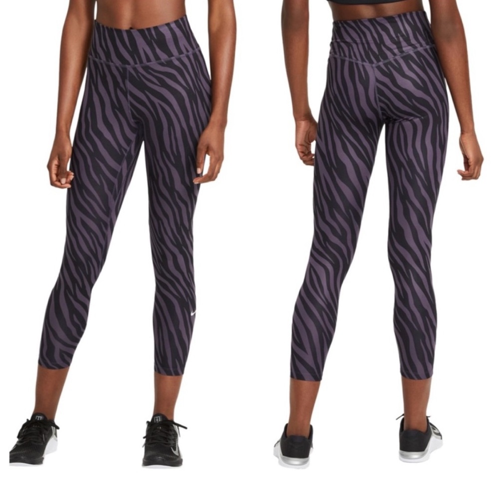 Nike One Tight Fit Purple Zebra Print Dri Fit Legging size small - Picture 12 of 12